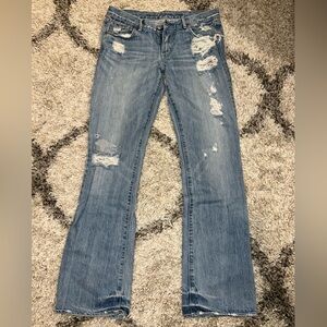 RUEHL No.925 Low Rise Strt Womens Premium Denim Distressed Light Blue Jean W28